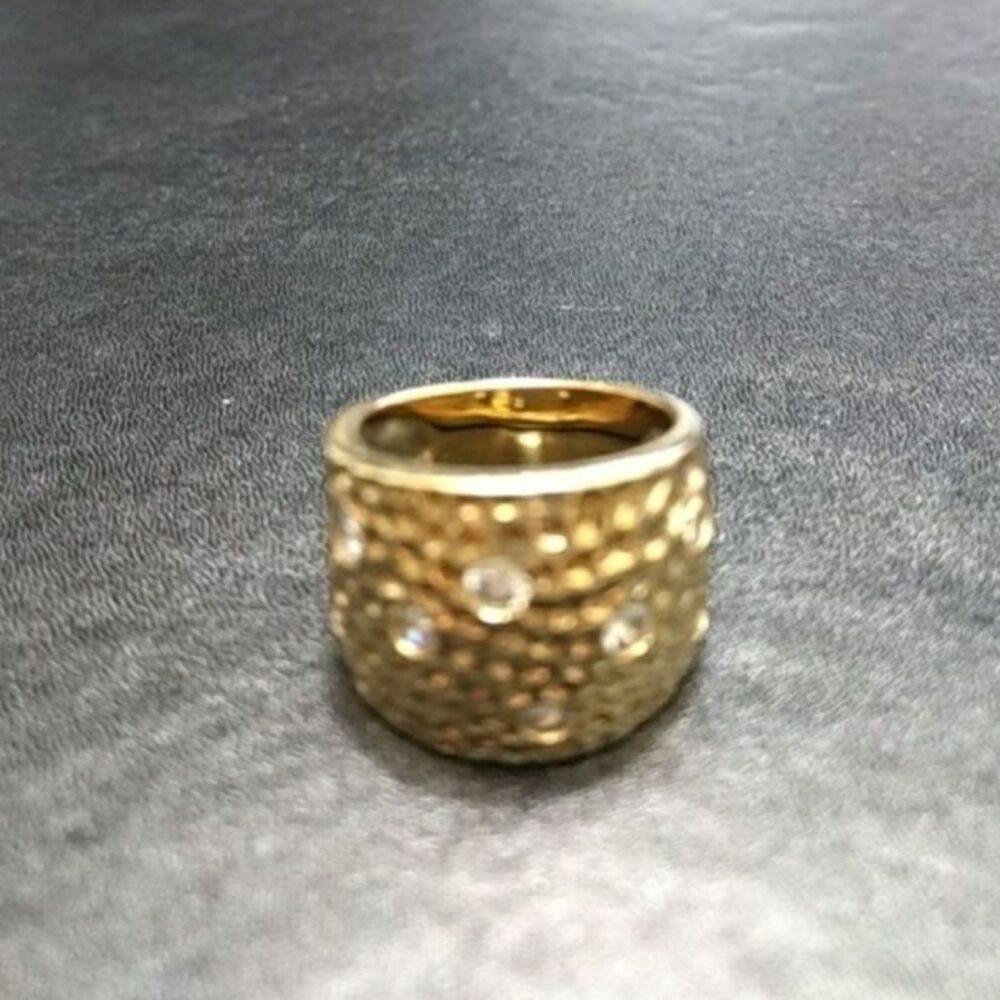Gold tone ring with rhinestones Size 5